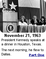 On November 21, 1963, President John Kennedy and his wife Jacqueline visited Houston, Texas on their way to the fateful visit the next day in Dallas. Local newspapers and television stations covered the event. 